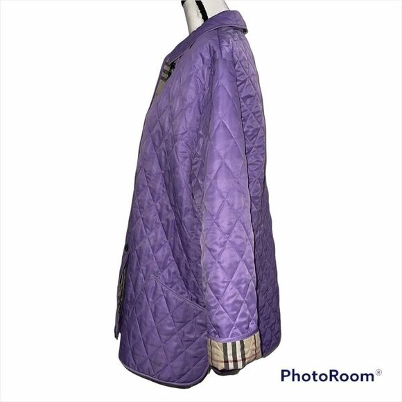 SOLD Burberry Diamond Quilt Jacket Authentic Purple Size Large Mint Condition - Picture 5 of 16